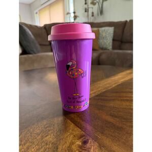 Flamingo Tumbler “Be Your Own Kind of Beautiful” Purple & Pink Coffee Drink Cup